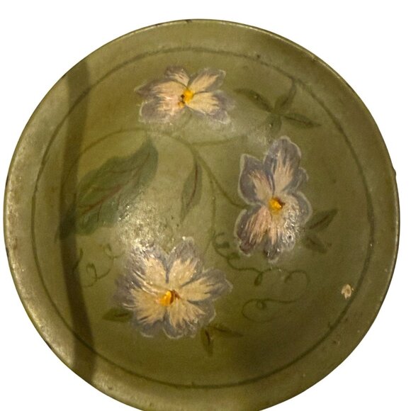 Vintage Primitive Toleware Metal Spice Canister Caddy Set Painted Floral Design - Picture 10 of 12